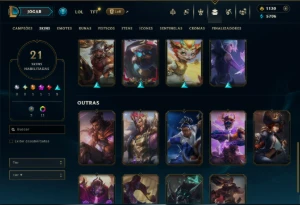 Platina 1 com 80 Champs e 21 Skins - League of Legends LOL