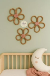 Kit 03 Unidades Flor Decorativa de Parede em Tricotin - Artesanato e Personalizados