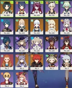 Conta Genshin Impact AR 42 - Xiao, Ayaka, Keqing, Diluc e +