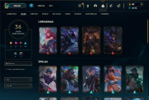 Esmeralda 4 com 80 Champs e 36 Skins + 2 Fragmentos - League of Legends LOL