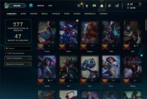 Esmeralda 4 com 80 Champs e 36 Skins + 2 Fragmentos - League of Legends LOL