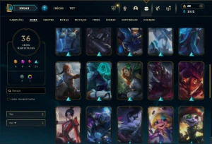 Esmeralda 4 com 80 Champs e 36 Skins + 2 Fragmentos - League of Legends LOL