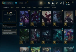 Diamante 2 com 75 Champs e 5 Skins + 21 Fragmentos - League of Legends LOL