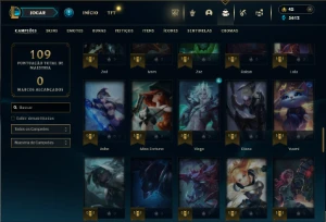 Diamante 2 com 75 Champs e 5 Skins + 21 Fragmentos - League of Legends LOL