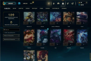 Diamante 2 com 75 Champs e 5 Skins + 21 Fragmentos - League of Legends LOL