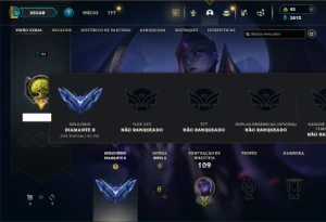 Diamante 2 com 75 Champs e 5 Skins + 21 Fragmentos - League of Legends LOL