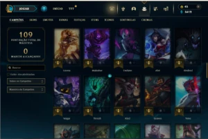 Diamante 2 com 75 Champs e 5 Skins + 21 Fragmentos - League of Legends LOL