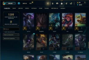 Diamante 2 com 75 Champs e 5 Skins + 21 Fragmentos - League of Legends LOL