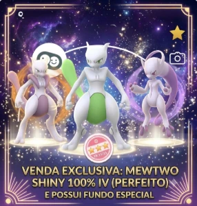 🚨 Vendo: Mewtwo Shiny 100% Iv (Perfeito) Com Fundo Especial - Pokémon