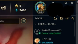 ACC LEAGUE OF LEGENDS VINCULADA COM VALORANT NV 86 LOL