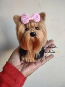 Miniatura Yorkshire - Amigurumi de Crochê com Feltragem - Artesanato e Personalizados