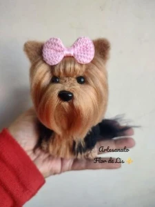 Miniatura Yorkshire - Amigurumi de Crochê com Feltragem - Artesanato e Personalizados