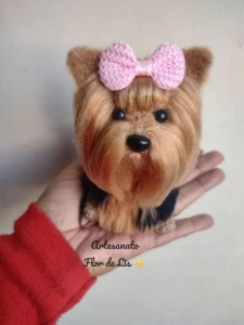 Miniatura Yorkshire - Amigurumi de Crochê com Feltragem - Artesanato e Personalizados