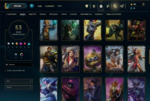 Unranked com 35 Champs e 53 Skins - League of Legends LOL