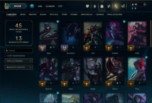 Unranked com 35 Champs e 53 Skins - League of Legends LOL