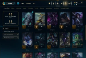 Unranked com 35 Champs e 53 Skins - League of Legends LOL