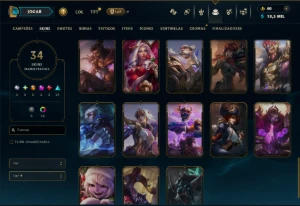Ouro 4 com 80 Champs e 34 Skins +2 Prestigios ( MAIN ADC ) - League of Legends LOL