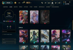 Ouro 4 com 80 Champs e 34 Skins +2 Prestigios ( MAIN ADC ) - League of Legends LOL