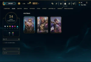 Ouro 4 com 80 Champs e 34 Skins +2 Prestigios ( MAIN ADC ) - League of Legends LOL
