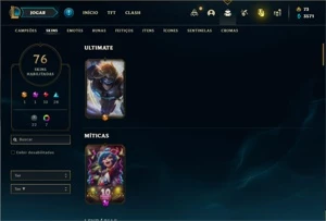 Conta ouro 3 com 105 Champs e 76 Skins (Ex Diamante) - League of Legends LOL