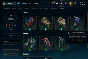 Conta ouro 3 com 105 Champs e 76 Skins (Ex Diamante) - League of Legends LOL
