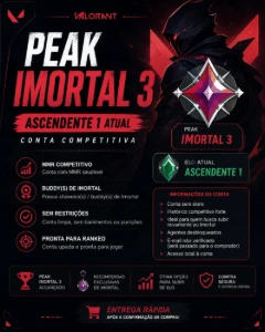 Conta Peak Imortal 3 | Ascendente 1 | Buddy Imortal | Mmrbom - Valorant