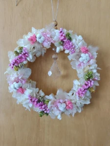 Mini Guirlanda com Hortênsias e Cristal - 22 cm - Artesanato e Personalizados