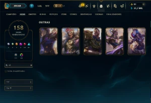 Bronze 1 com TODOS os Champs e 158 Skins ( ADC / MID / JG ) - League of Legends LOL