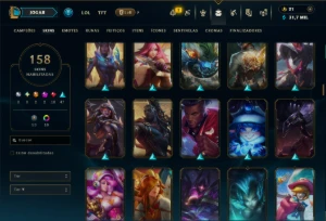 Bronze 1 com TODOS os Champs e 158 Skins ( ADC / MID / JG ) - League of Legends LOL