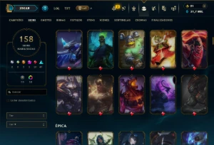 Bronze 1 com TODOS os Champs e 158 Skins ( ADC / MID / JG ) - League of Legends LOL