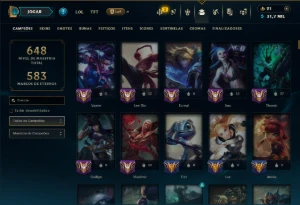 Bronze 1 com TODOS os Champs e 158 Skins ( ADC / MID / JG ) - League of Legends LOL