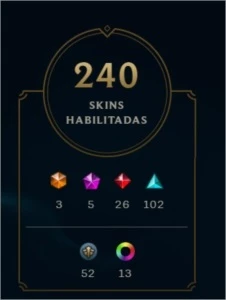 Conta league of legends nível 405, 240 skins LOL