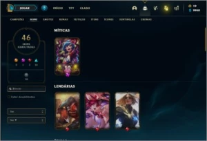 Conta unranked com 155 Champs e 46 Skins - League of Legends LOL