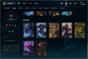 Conta platina 4 e platina 1 com 24 skins e 62 champs - League of Legends LOL