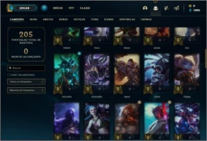 Conta platina 4 e platina 1 com 24 skins e 62 champs - League of Legends LOL
