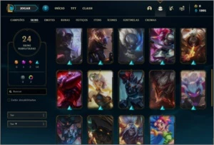 Conta platina 4 e platina 1 com 24 skins e 62 champs - League of Legends LOL