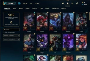 Conta platina 4 e platina 1 com 24 skins e 62 champs - League of Legends LOL