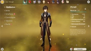 Conta genshin impact AR-07 Zhongli diluc Qiqi