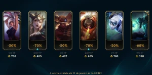 Ultimo elo: emeralda 1, 71% de Win rate 52 skins e 10 cromas - League of Legends LOL