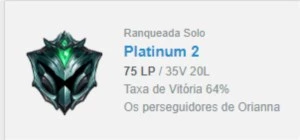 CONTA PLATINA 2 68% WINRATE - MMR SMURF - E-MAIL FULL ACESSO - League of Legends LOL