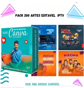 🎯 Super Pack 200 Banners IPTV Editáveis no Canva + Bônus!