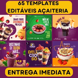 Pack Artes Canva Açaí – 65 Temas Editáveis para Açaiterias - Others