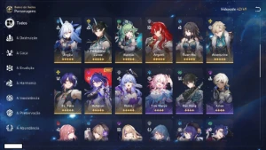 Honkai: Star Rail - 20 Personagens 5* + MC Masculino - Outros