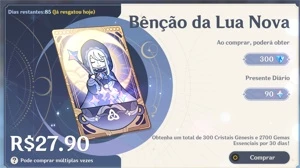 Conta Genshin AR57 Ganyu + Yoimiya + 8 t5 + 80+ dias benção - Genshin Impact