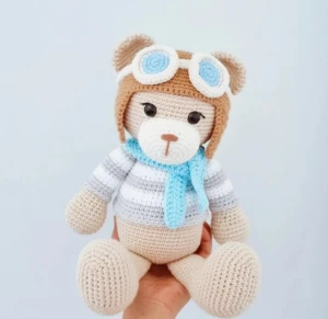Urso Aviador - Artesanato e Personalizados