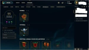 Conta no LOL, Platina com 204 skins + todos os champs - League of Legends
