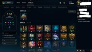 Conta no LOL, Platina com 204 skins + todos os champs - League of Legends