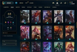Conta bronze 2 com 95 Champs e 68 Skins + 30 Espolios - League of Legends LOL