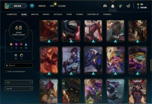 Conta bronze 2 com 95 Champs e 68 Skins + 30 Espolios - League of Legends LOL