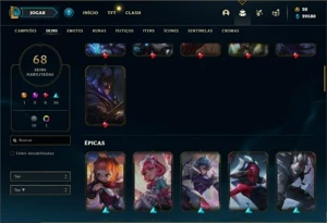 Conta bronze 2 com 95 Champs e 68 Skins + 30 Espolios - League of Legends LOL